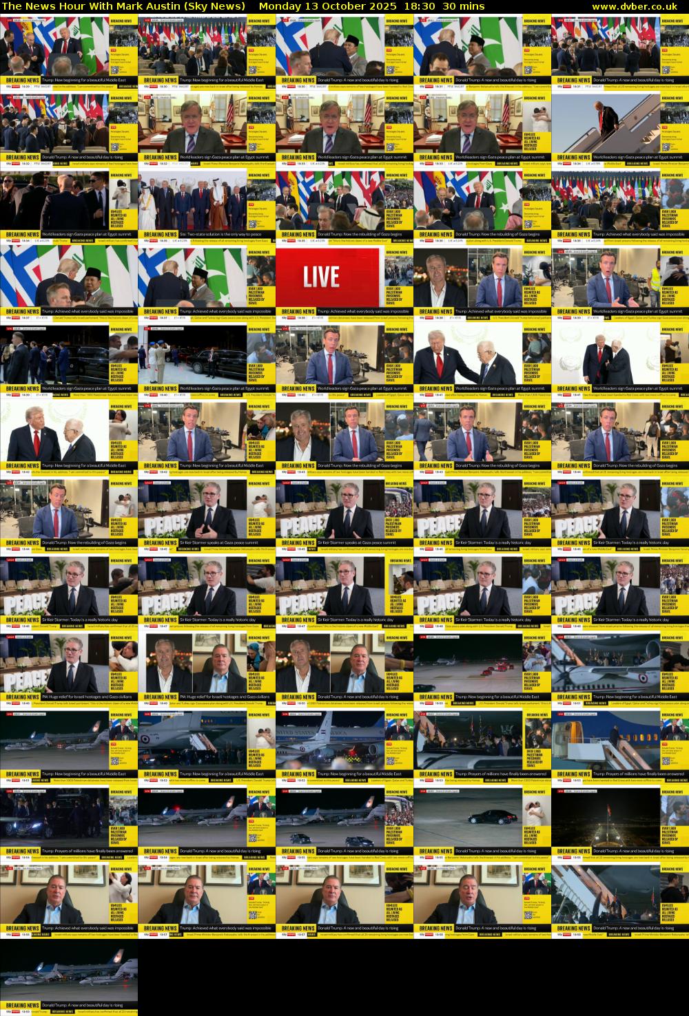 The News Hour With Mark Austin (Sky News) Monday 13 October 2025 18:30 - 19:00