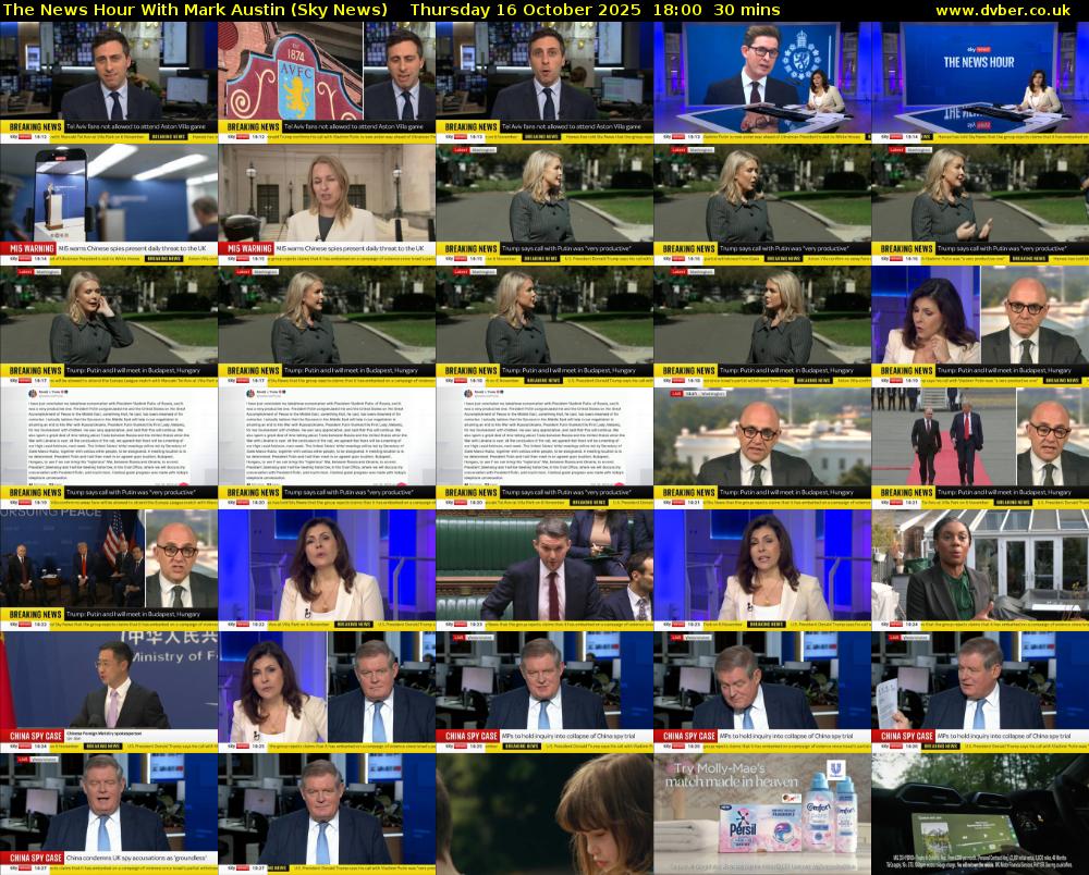 The News Hour With Mark Austin (Sky News) Thursday 16 October 2025 18:00 - 18:30