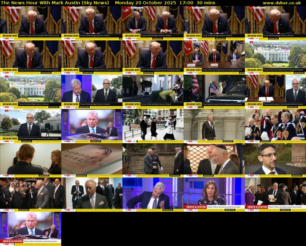 The News Hour With Mark Austin (Sky News) Monday 20 October 2025 17:00 - 17:30