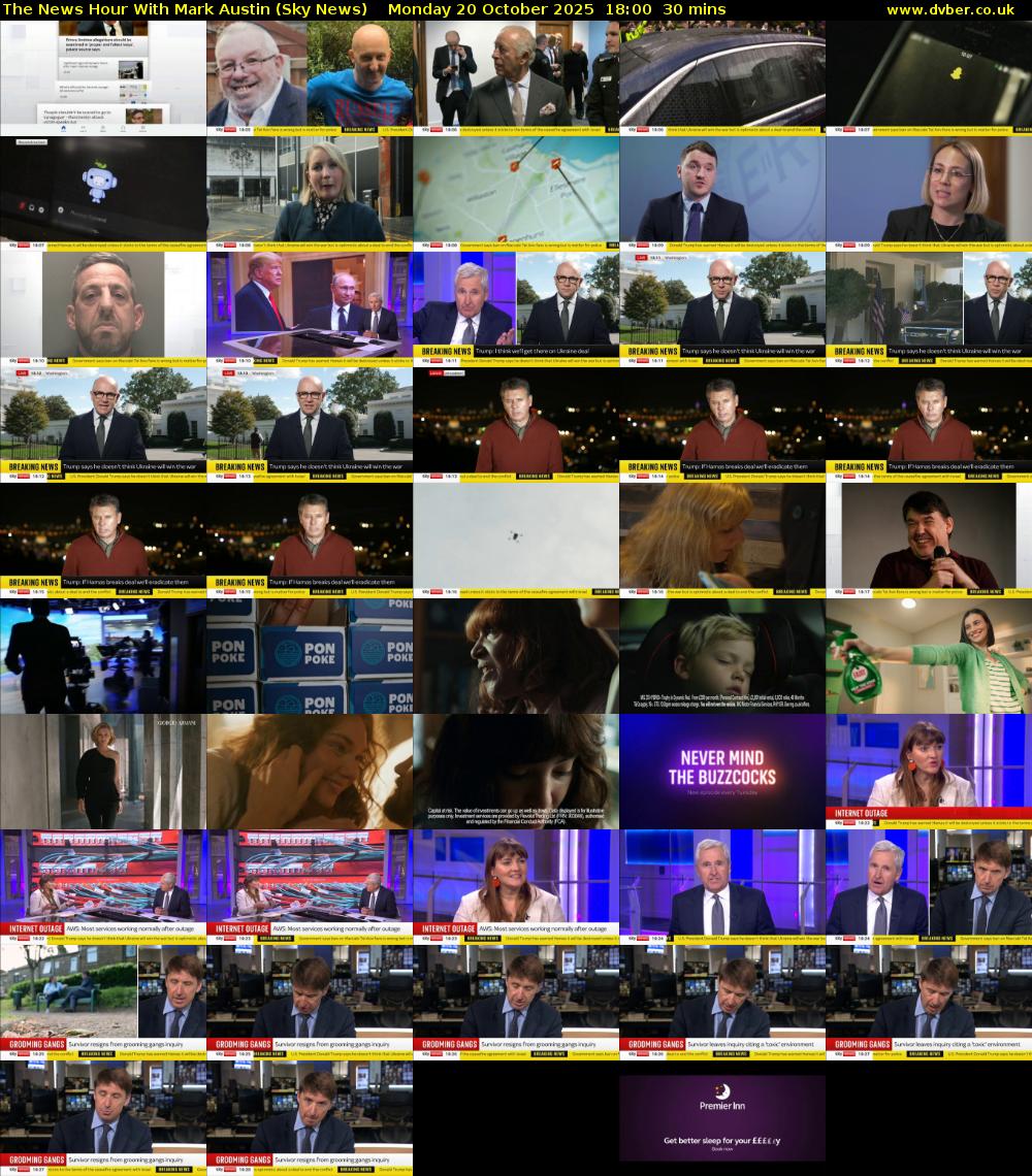 The News Hour With Mark Austin (Sky News) Monday 20 October 2025 18:00 - 18:30