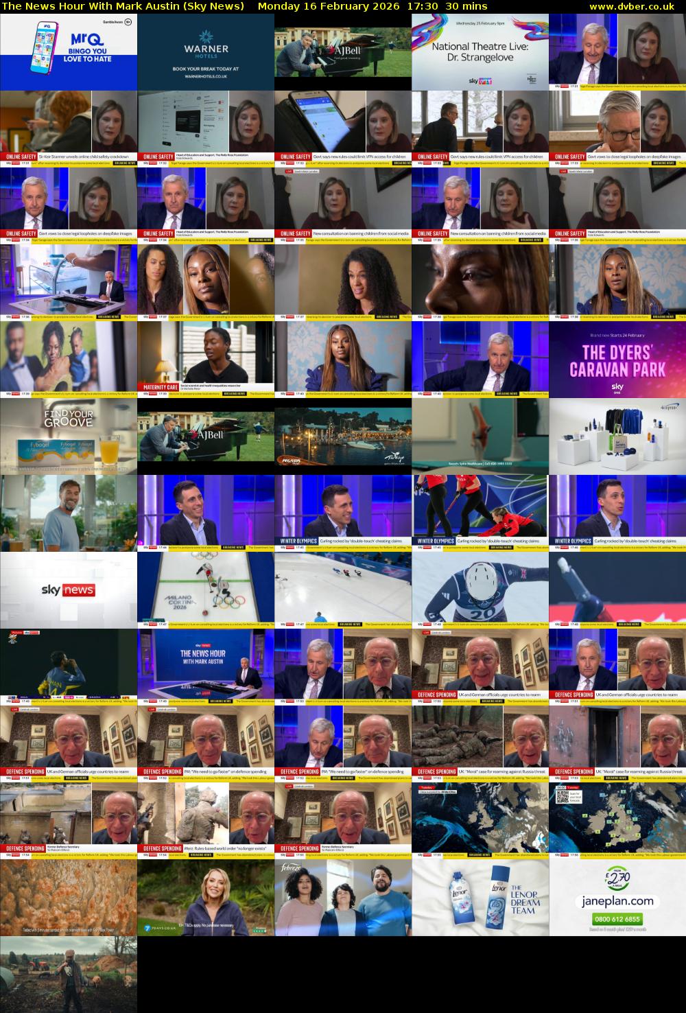 The News Hour With Mark Austin (Sky News) Monday 16 February 2026 17:30 - 18:00