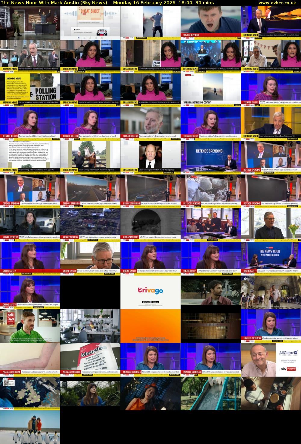 The News Hour With Mark Austin (Sky News) Monday 16 February 2026 18:00 - 18:30