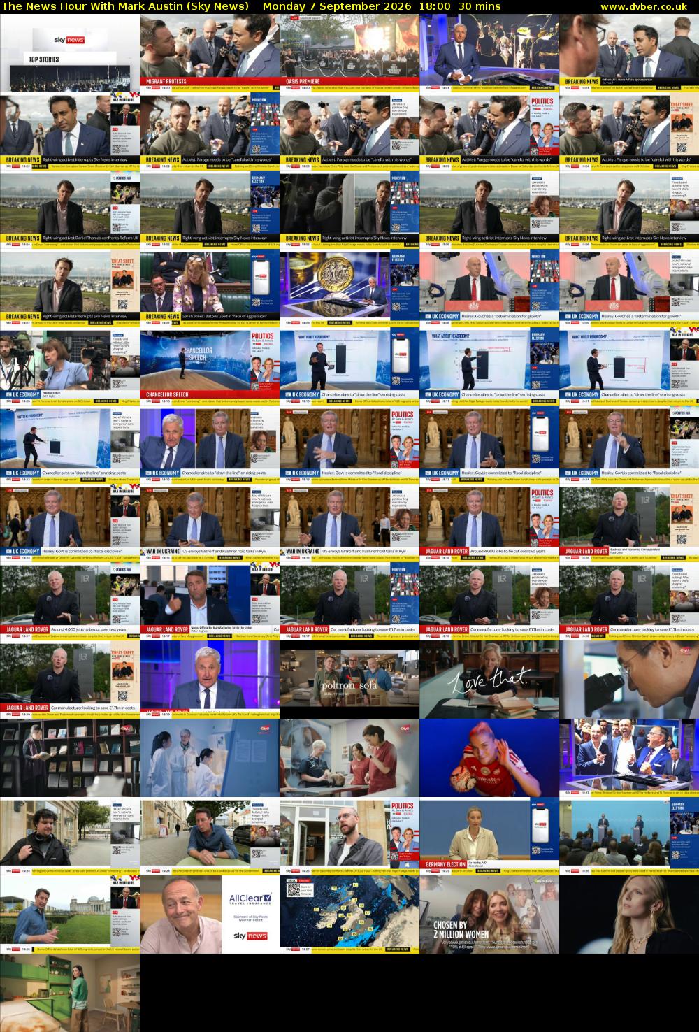 The News Hour With Mark Austin (Sky News) Monday 7 September 2026 18:00 - 18:30
