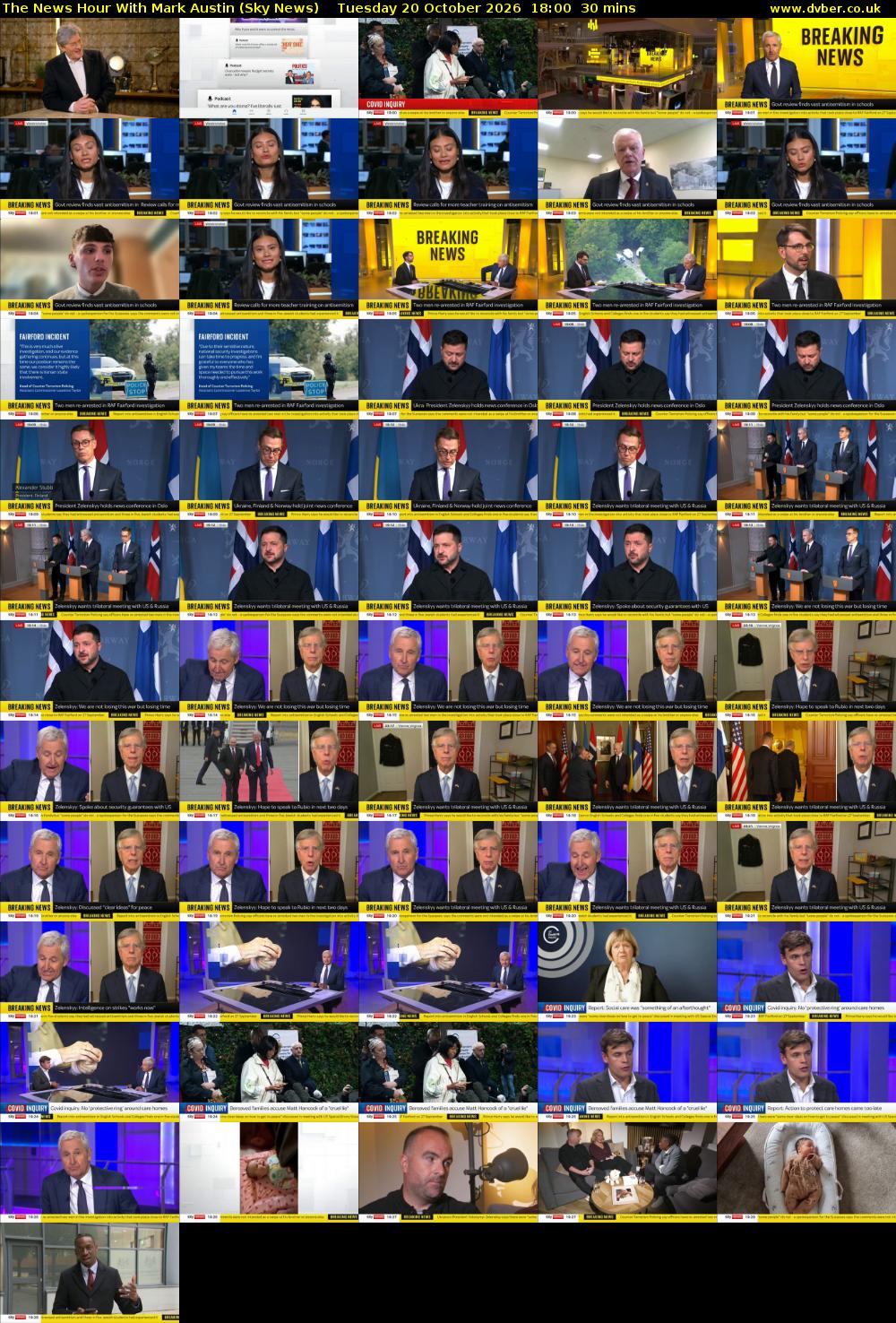 The News Hour With Mark Austin (Sky News) Tuesday 20 October 2026 18:00 - 18:30