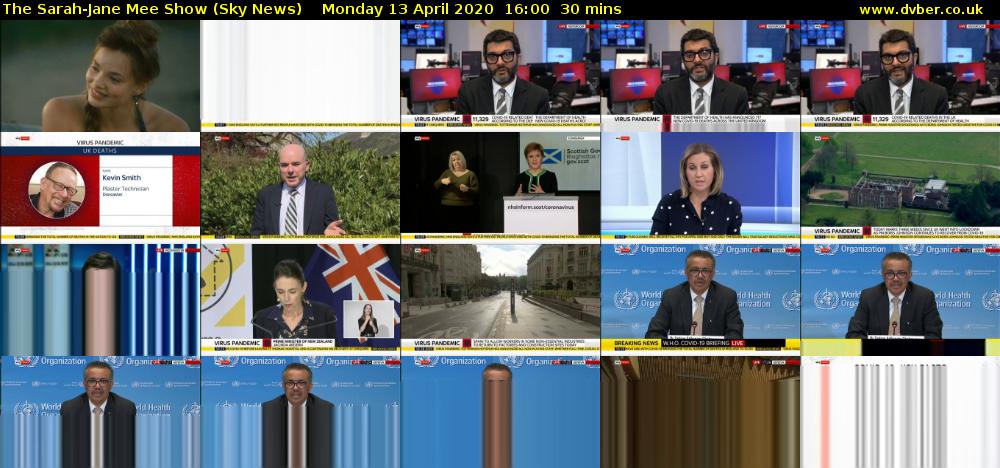 The Sarah-Jane Mee Show (Sky News) Monday 13 April 2020 16:00 - 16:30