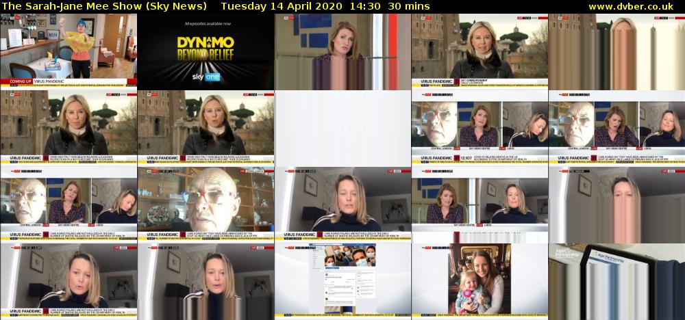 The Sarah-Jane Mee Show (Sky News) Tuesday 14 April 2020 14:30 - 15:00