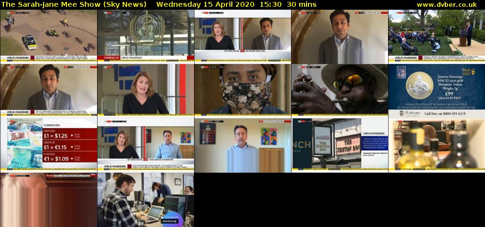 The Sarah-Jane Mee Show (Sky News) Wednesday 15 April 2020 15:30 - 16:00
