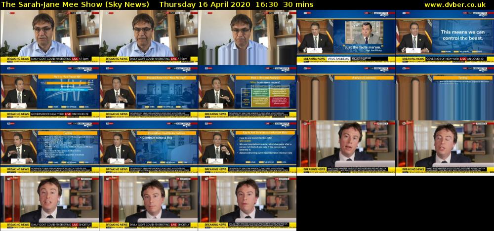 The Sarah-Jane Mee Show (Sky News) Thursday 16 April 2020 16:30 - 17:00