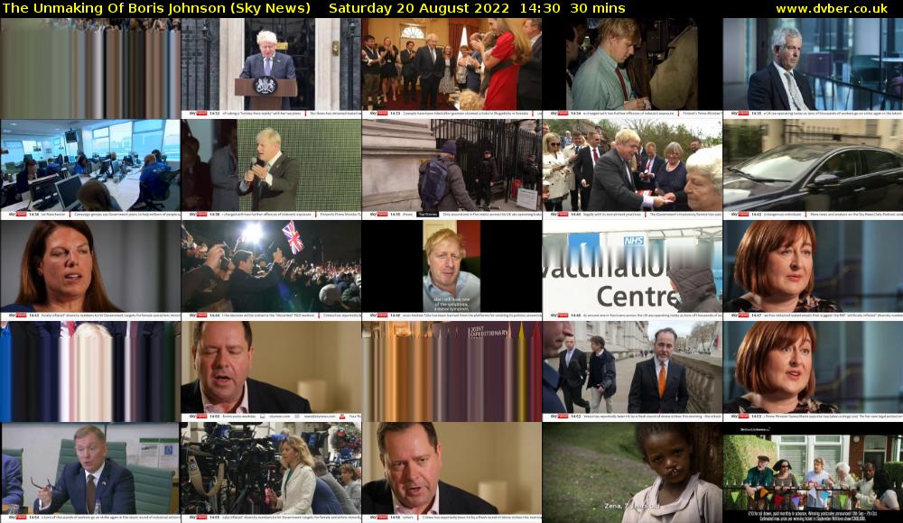 The Unmaking Of Boris Johnson (Sky News) Saturday 20 August 2022 14:30 - 15:00