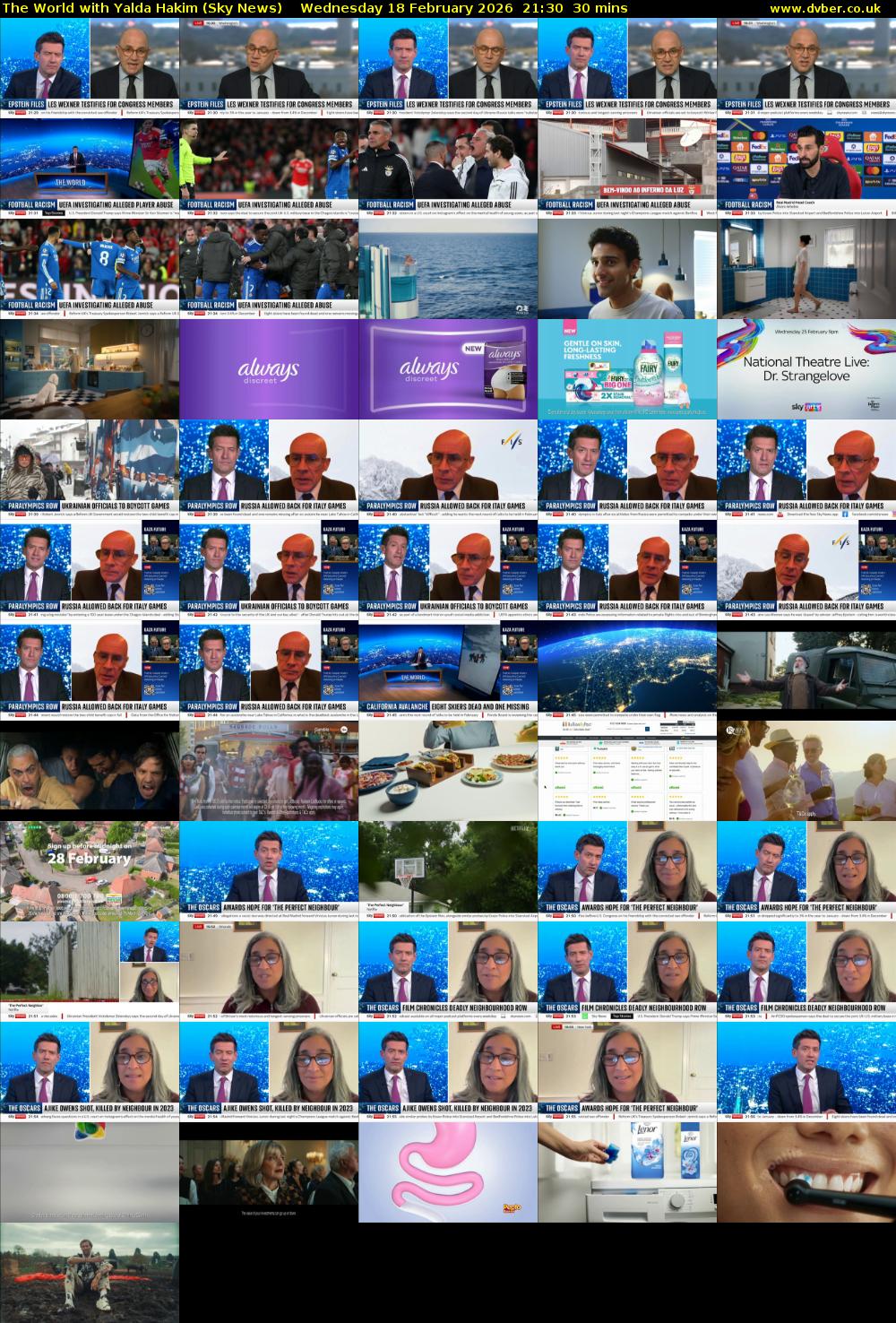 The World with Yalda Hakim (Sky News) Wednesday 18 February 2026 21:30 - 22:00