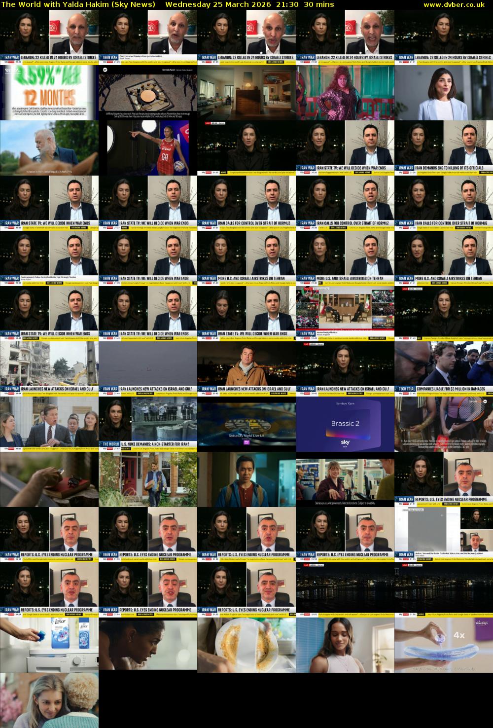 The World with Yalda Hakim (Sky News) Wednesday 25 March 2026 21:30 - 22:00