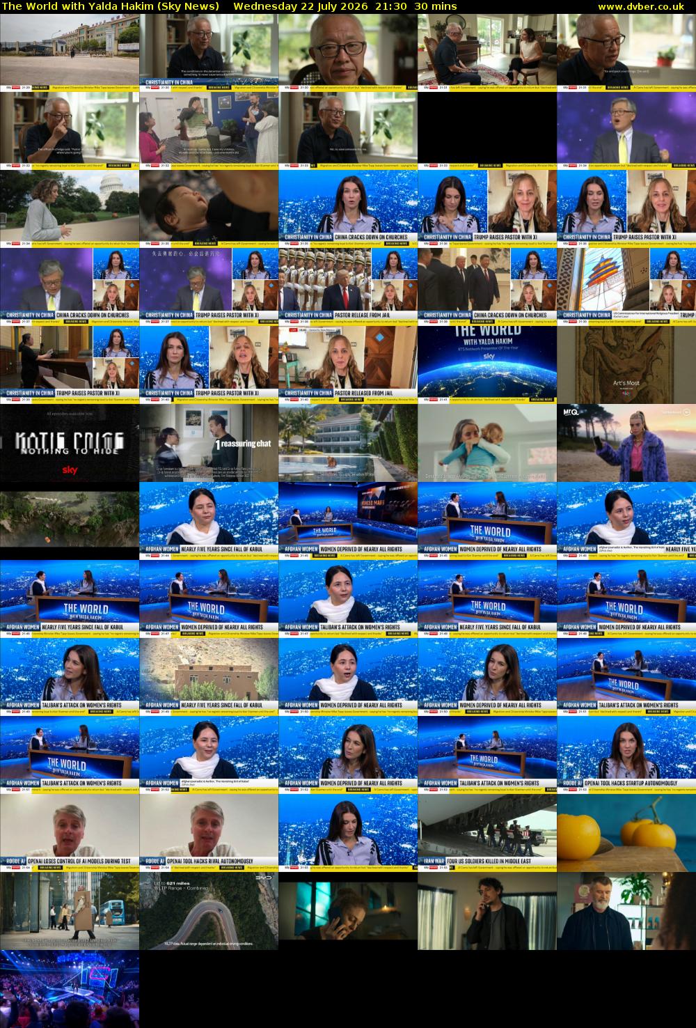 The World with Yalda Hakim (Sky News) Wednesday 22 July 2026 21:30 - 22:00
