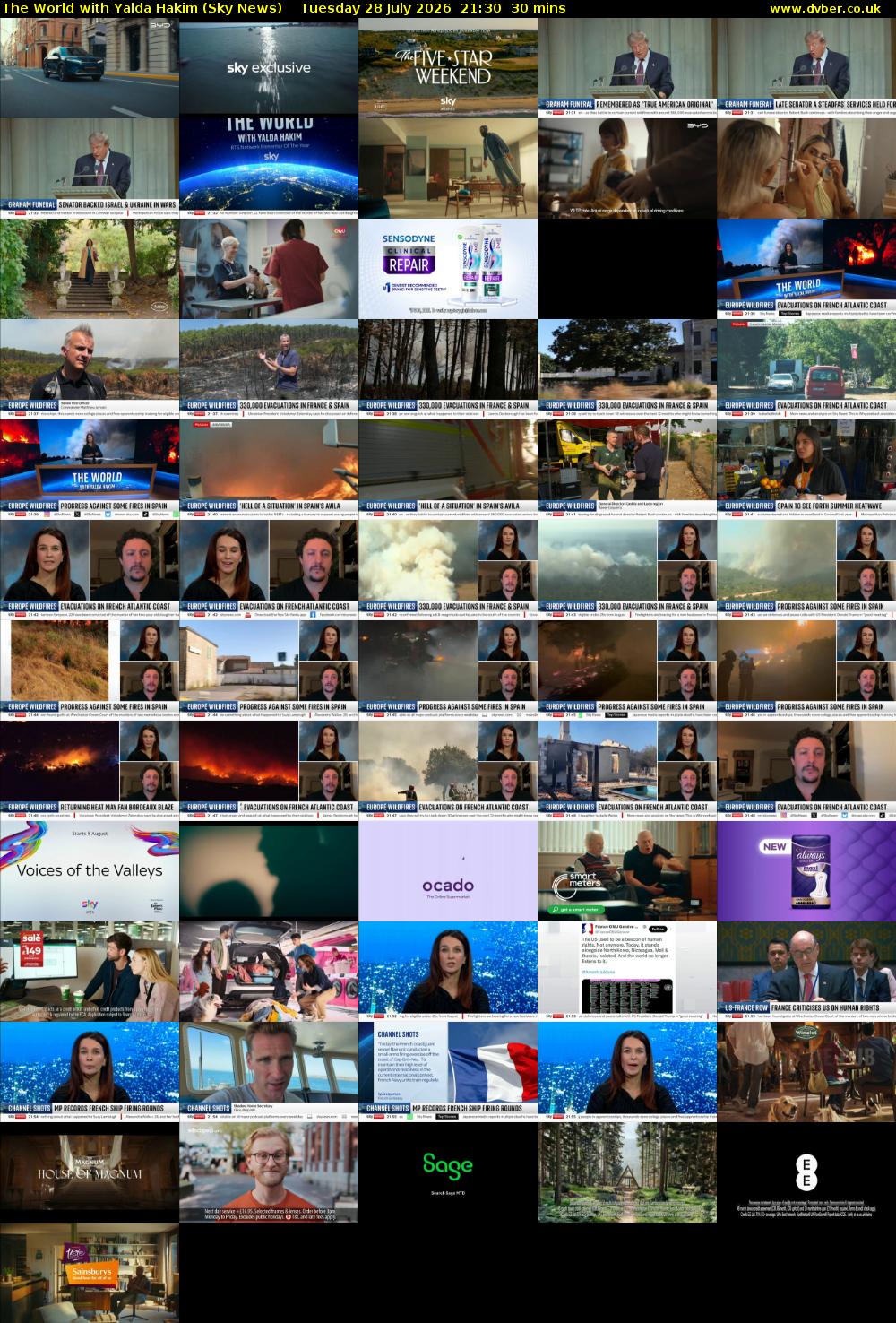 The World with Yalda Hakim (Sky News) Tuesday 28 July 2026 21:30 - 22:00