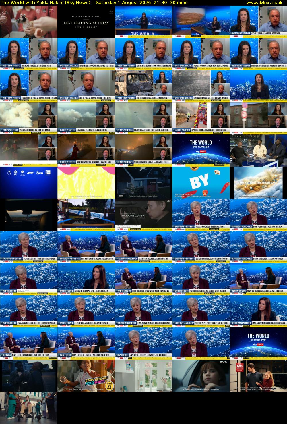 The World with Yalda Hakim (Sky News) Saturday 1 August 2026 21:30 - 22:00