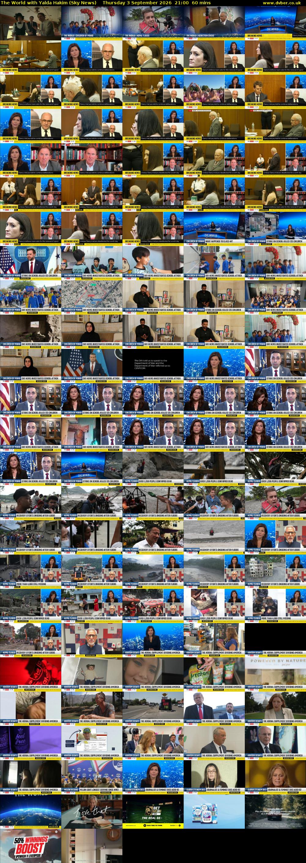 The World with Yalda Hakim (Sky News) Thursday 3 September 2026 21:00 - 22:00