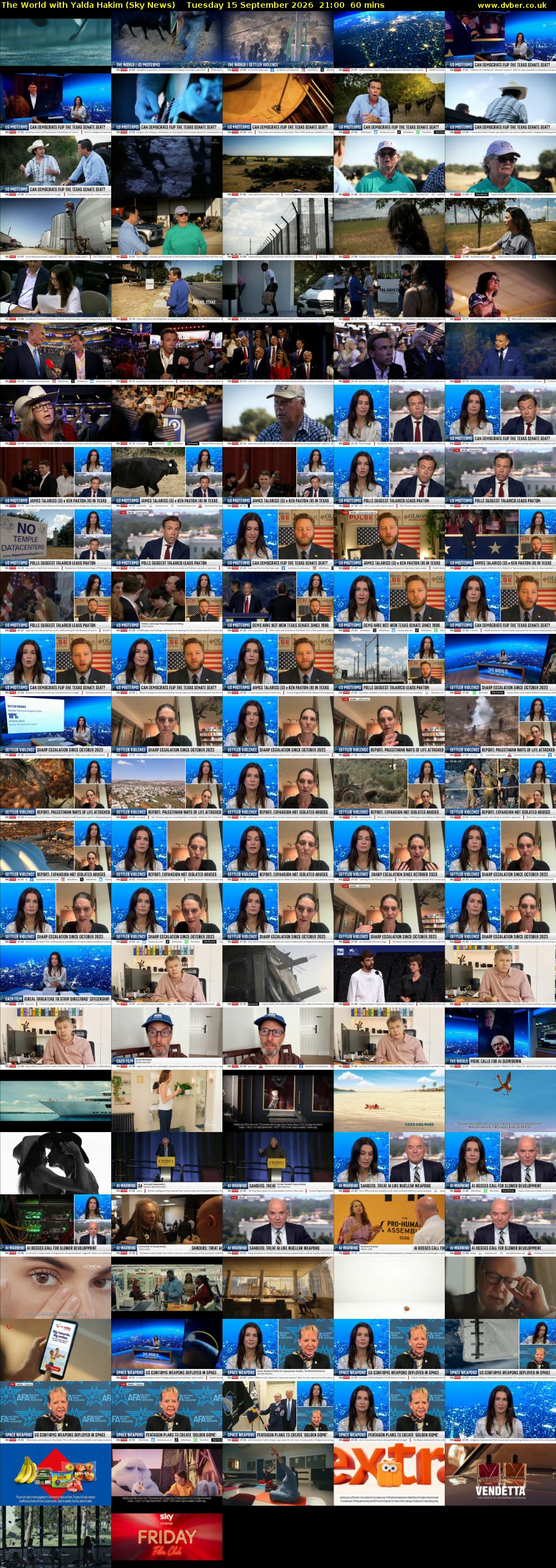 The World with Yalda Hakim (Sky News) Tuesday 15 September 2026 21:00 - 22:00