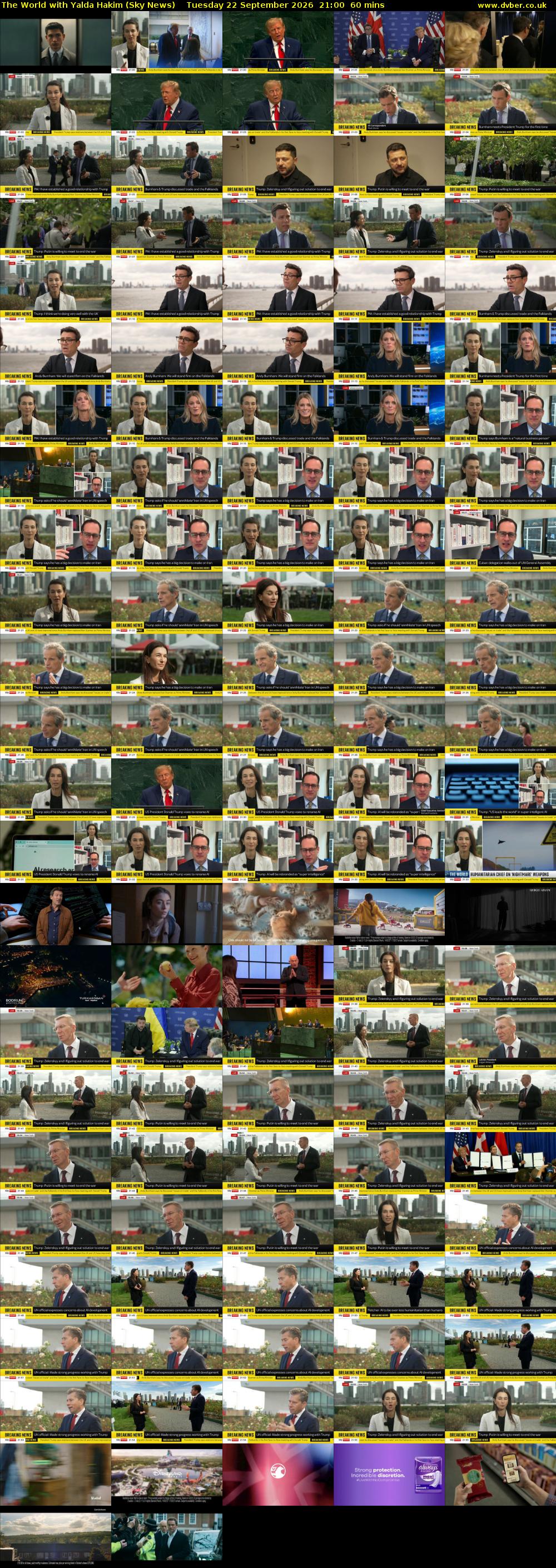 The World with Yalda Hakim (Sky News) Tuesday 22 September 2026 21:00 - 22:00