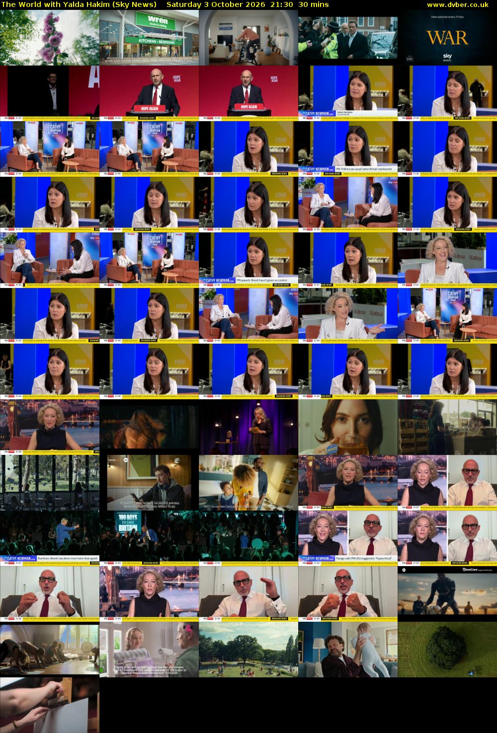 The World with Yalda Hakim (Sky News) Saturday 3 October 2026 21:30 - 22:00