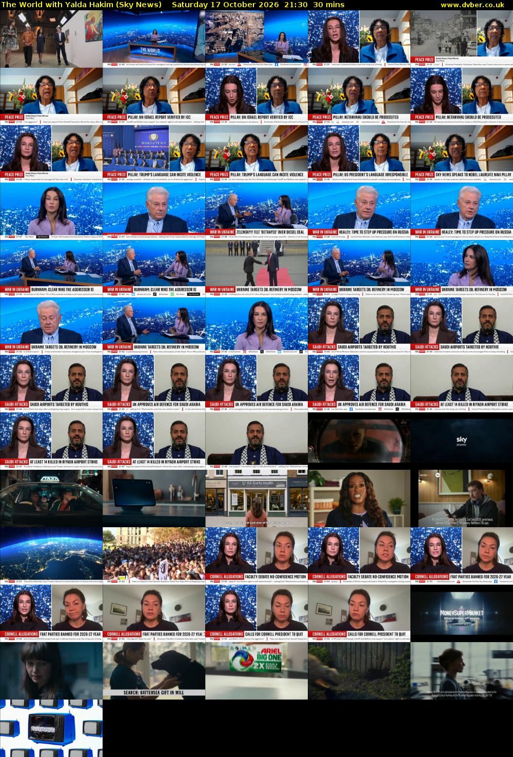 The World with Yalda Hakim (Sky News) Saturday 17 October 2026 21:30 - 22:00