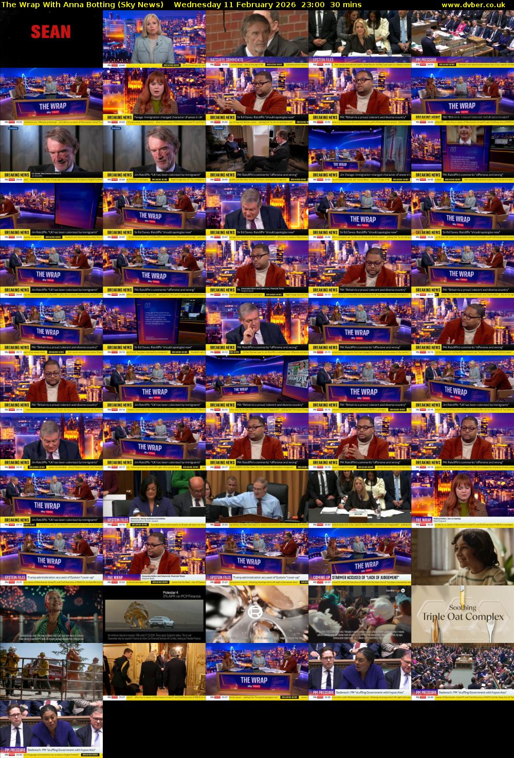 The Wrap With Anna Botting (Sky News) Wednesday 11 February 2026 23:00 - 23:30