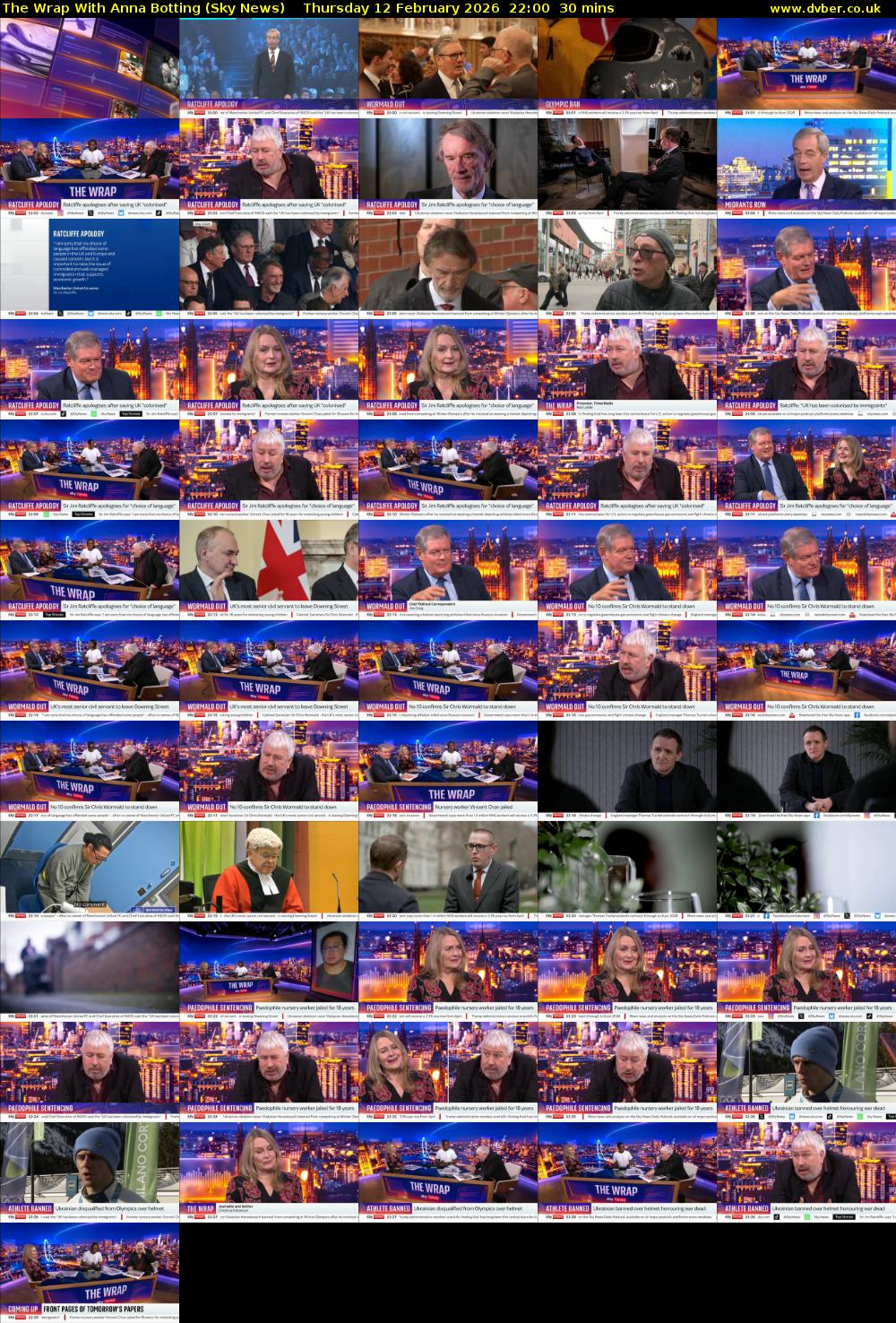 The Wrap With Anna Botting (Sky News) Thursday 12 February 2026 22:00 - 22:30