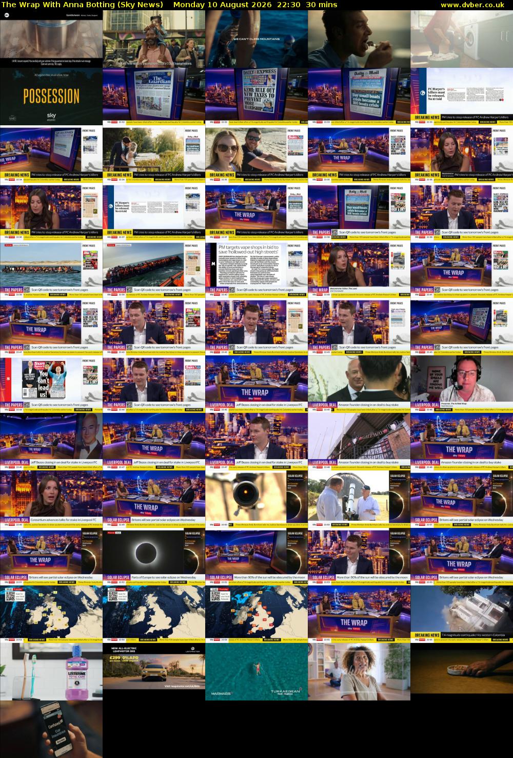 The Wrap With Anna Botting (Sky News) Monday 10 August 2026 22:30 - 23:00