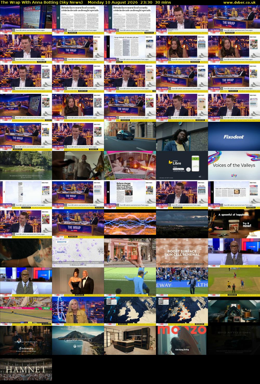 The Wrap With Anna Botting (Sky News) Monday 10 August 2026 23:30 - 00:00