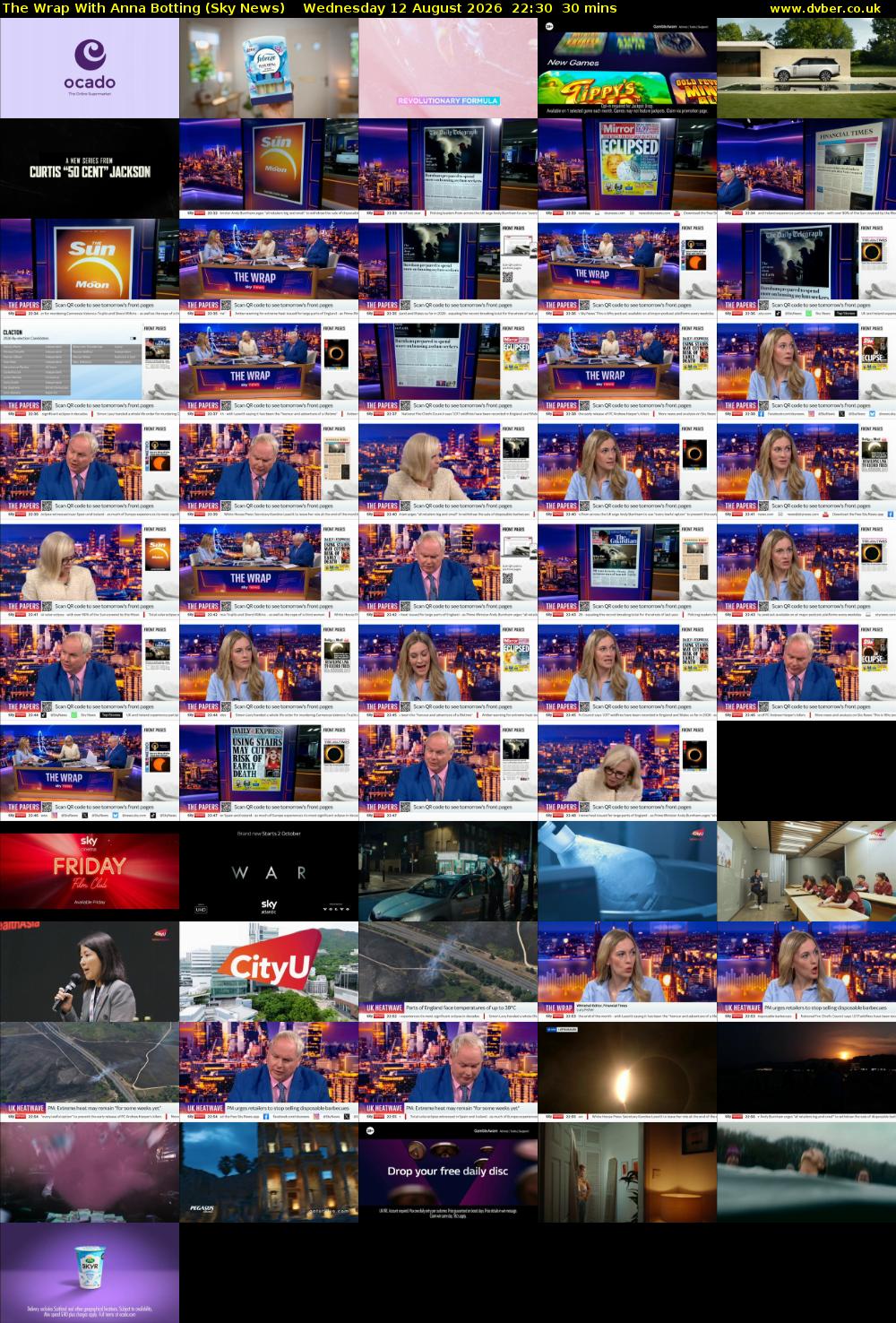 The Wrap With Anna Botting (Sky News) Wednesday 12 August 2026 22:30 - 23:00