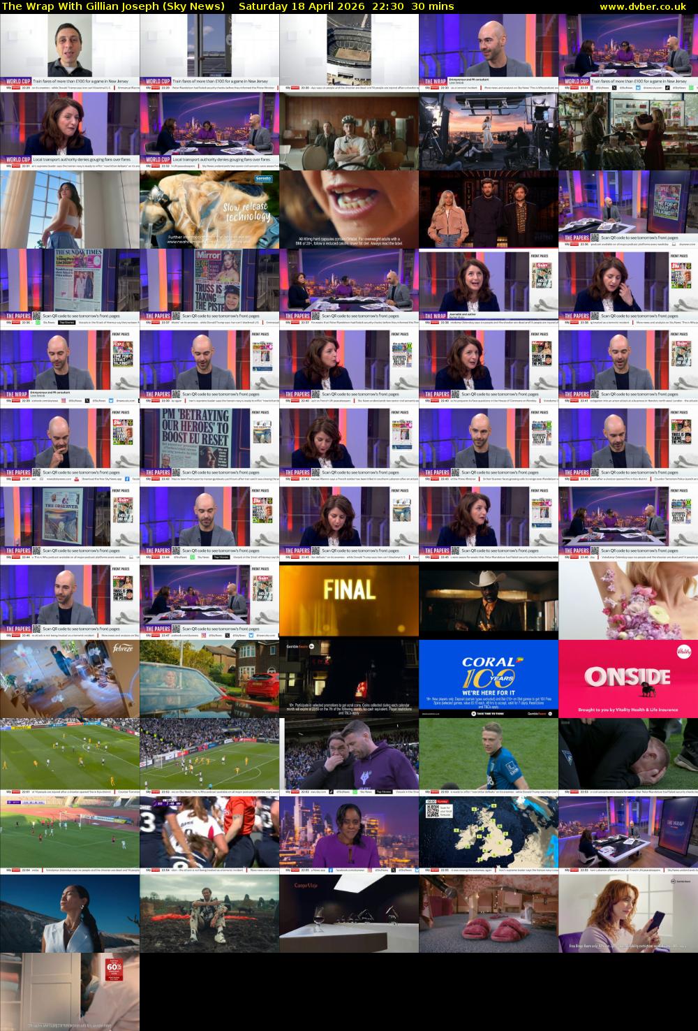 The Wrap With Gillian Joseph (Sky News) Saturday 18 April 2026 22:30 - 23:00
