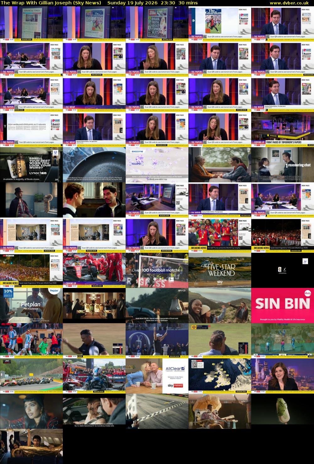 The Wrap With Gillian Joseph (Sky News) Sunday 19 July 2026 23:30 - 00:00