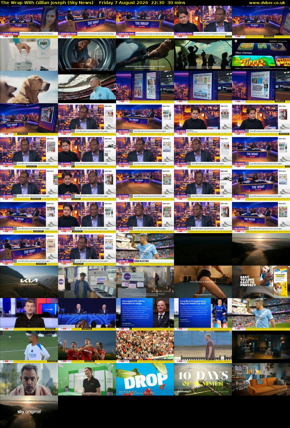 The Wrap With Gillian Joseph (Sky News) Friday 7 August 2026 22:30 - 23:00