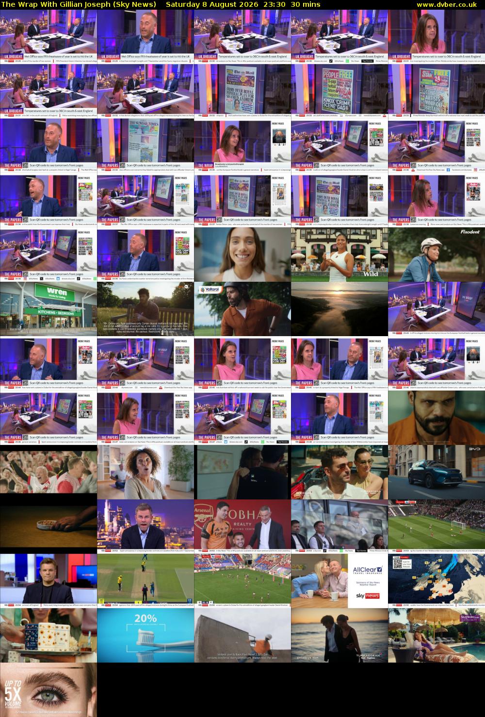 The Wrap With Gillian Joseph (Sky News) Saturday 8 August 2026 23:30 - 00:00