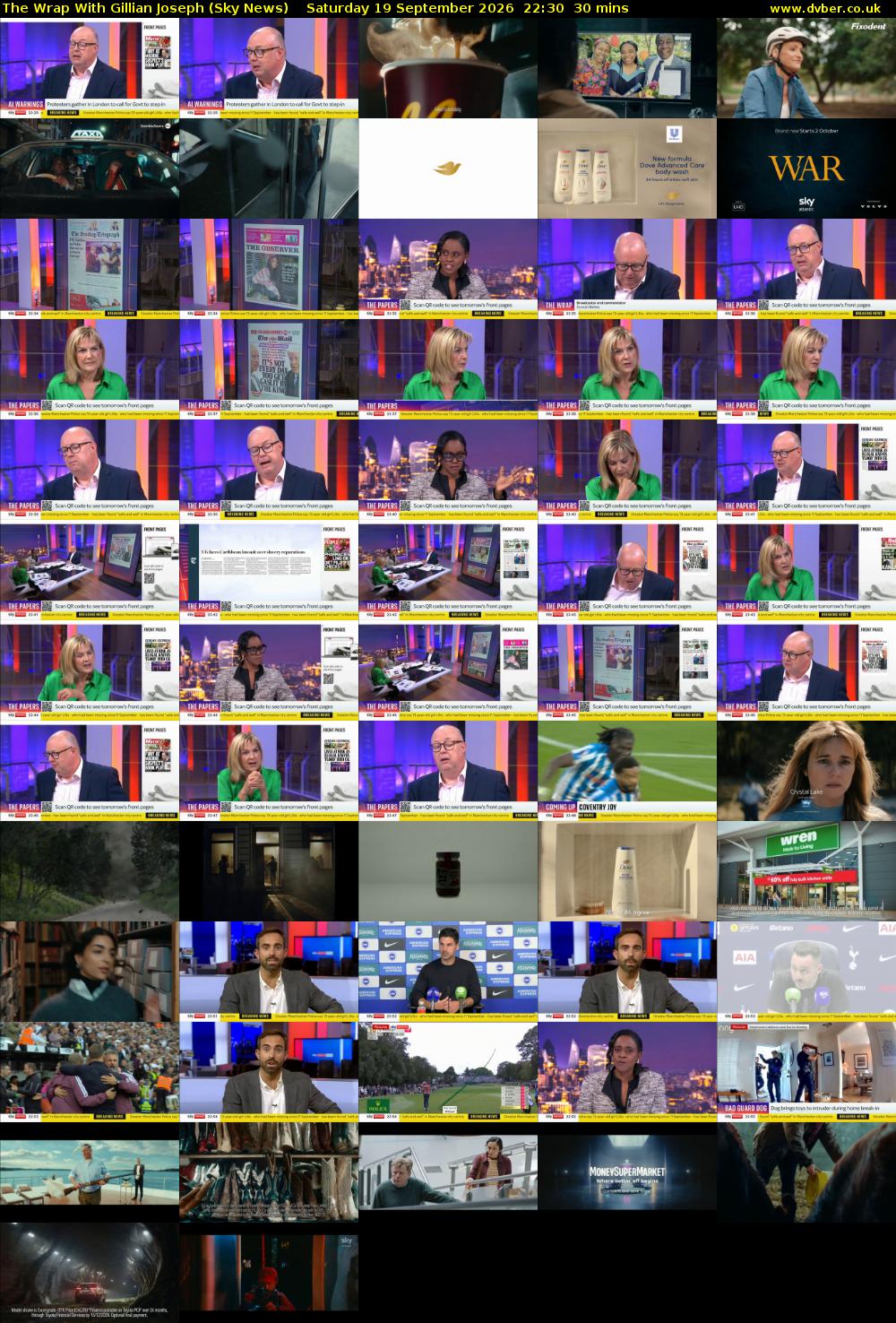 The Wrap With Gillian Joseph (Sky News) Saturday 19 September 2026 22:30 - 23:00