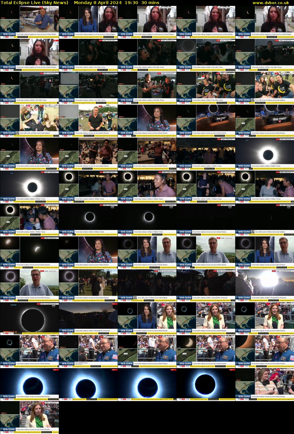 Total Eclipse Live (Sky News) Monday 8 April 2024 19:30 - 20:00