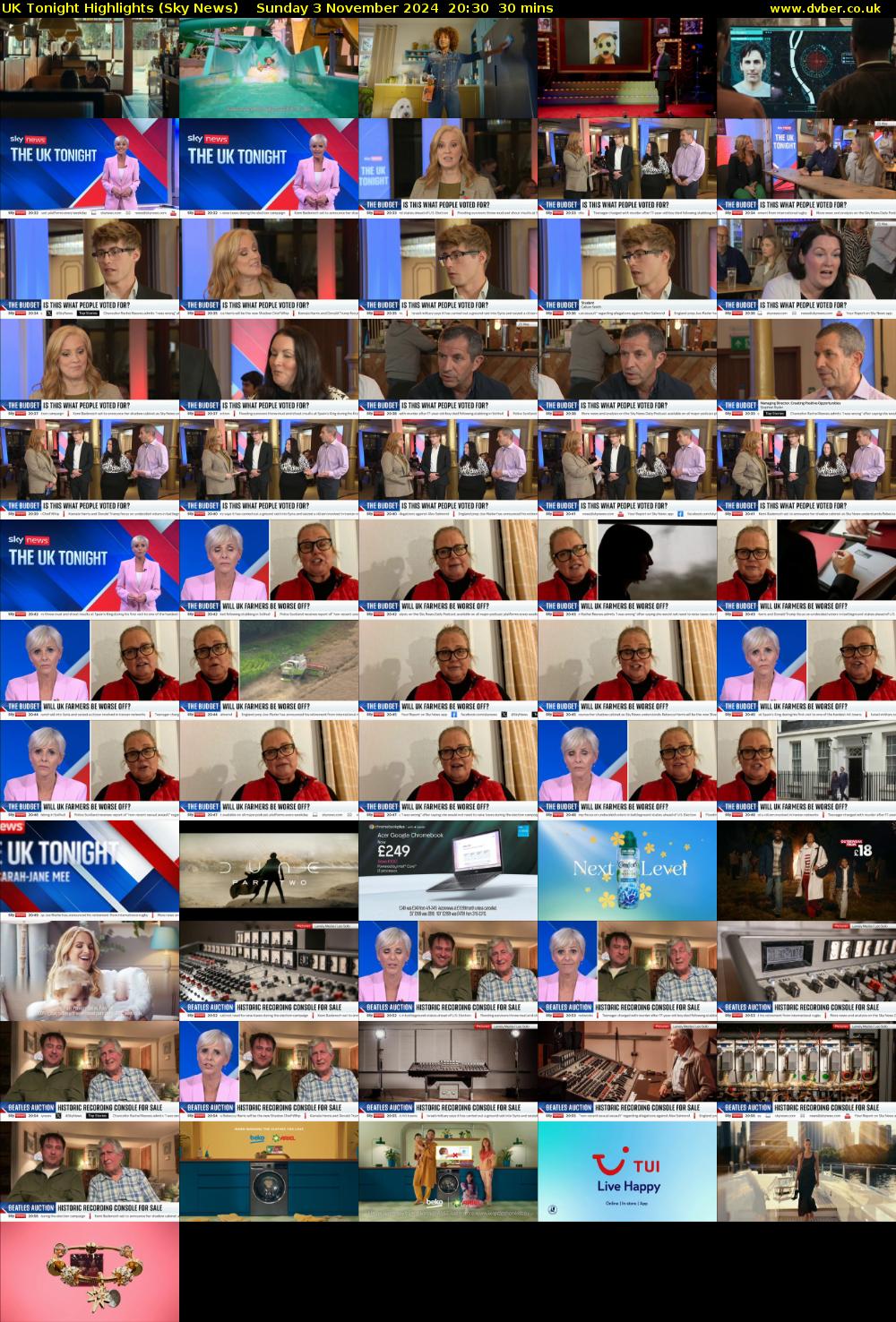 UK Tonight Highlights (Sky News) Sunday 3 November 2024 20:30 - 21:00