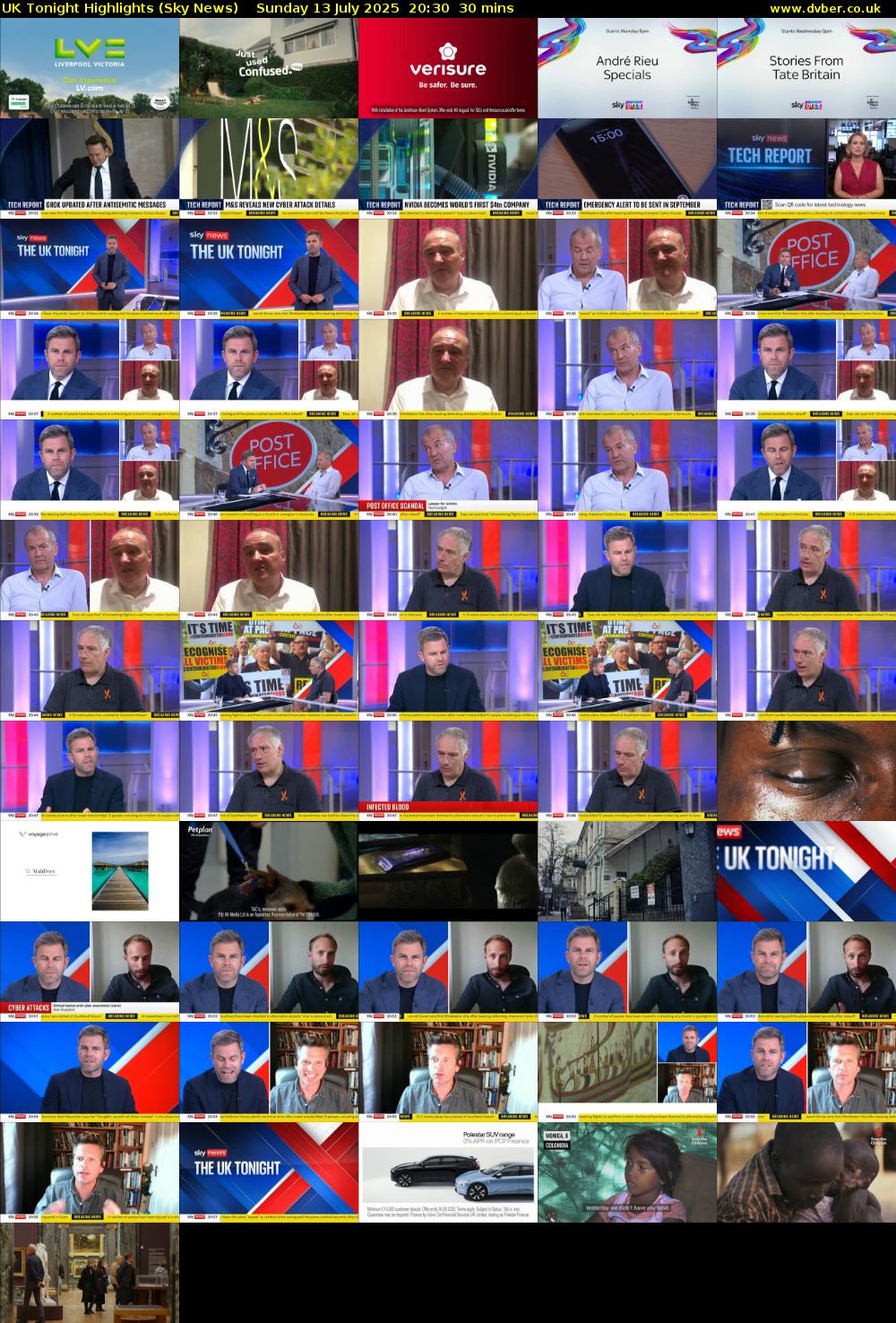 UK Tonight Highlights (Sky News) Sunday 13 July 2025 20:30 - 21:00