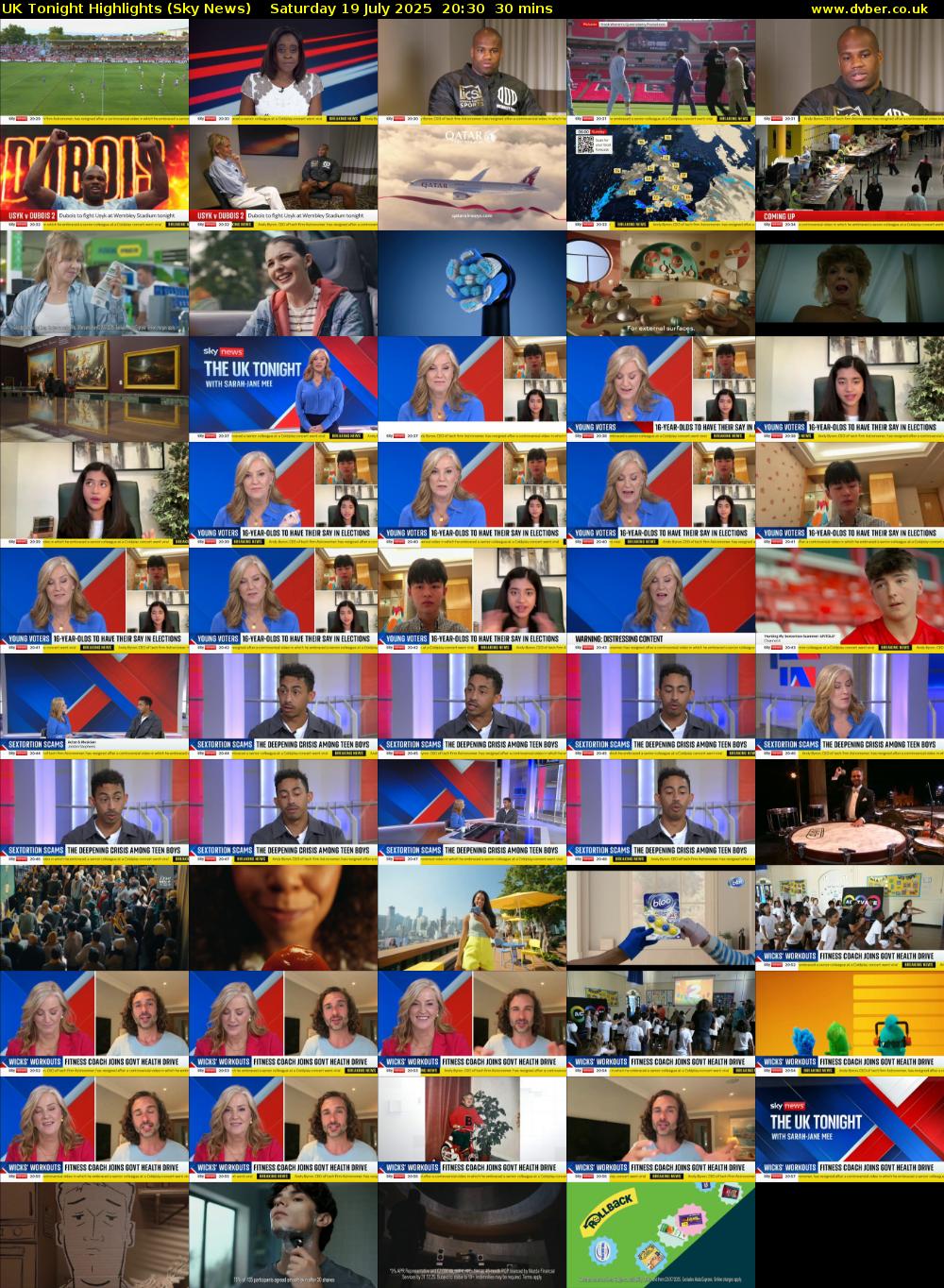 UK Tonight Highlights (Sky News) Saturday 19 July 2025 20:30 - 21:00