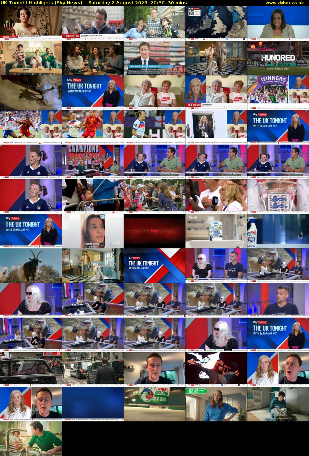 UK Tonight Highlights (Sky News) Saturday 2 August 2025 20:30 - 21:00