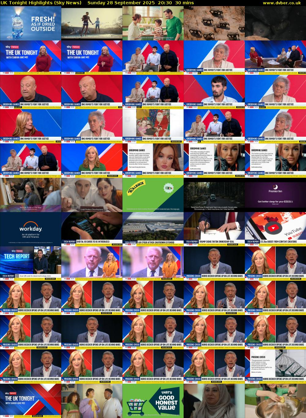 UK Tonight Highlights (Sky News) Sunday 28 September 2025 20:30 - 21:00