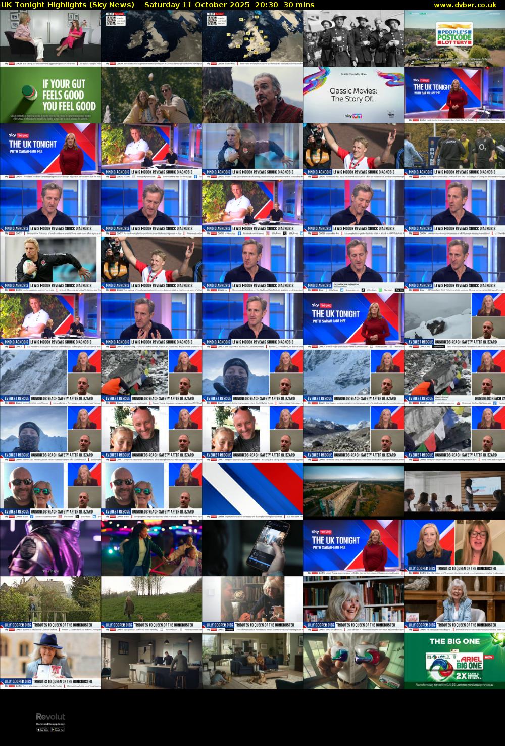 UK Tonight Highlights (Sky News) Saturday 11 October 2025 20:30 - 21:00