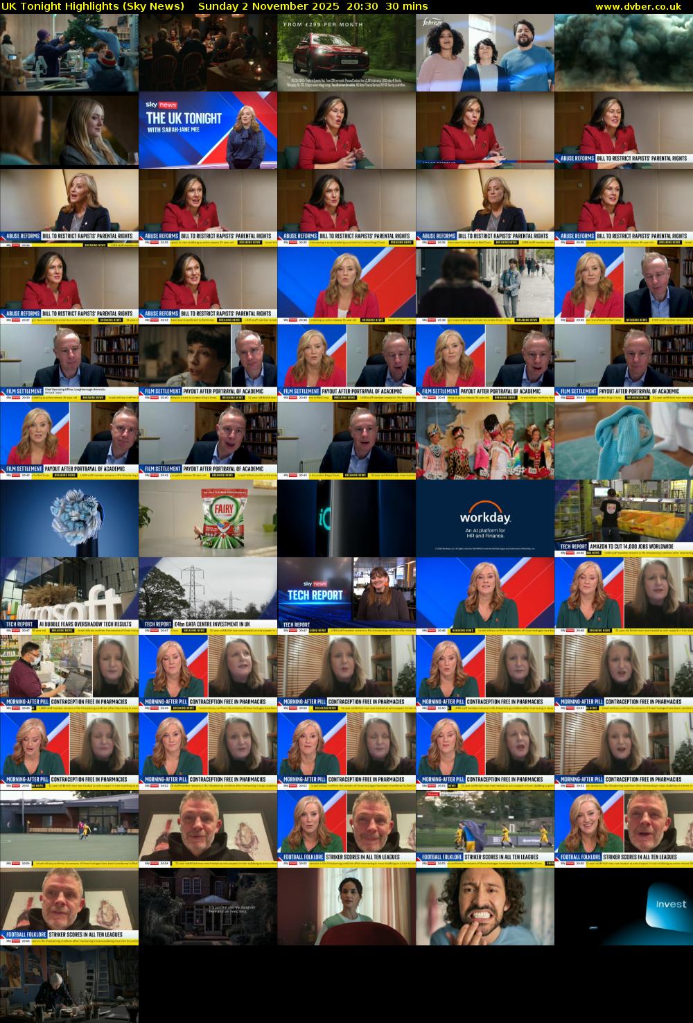 UK Tonight Highlights (Sky News) Sunday 2 November 2025 20:30 - 21:00