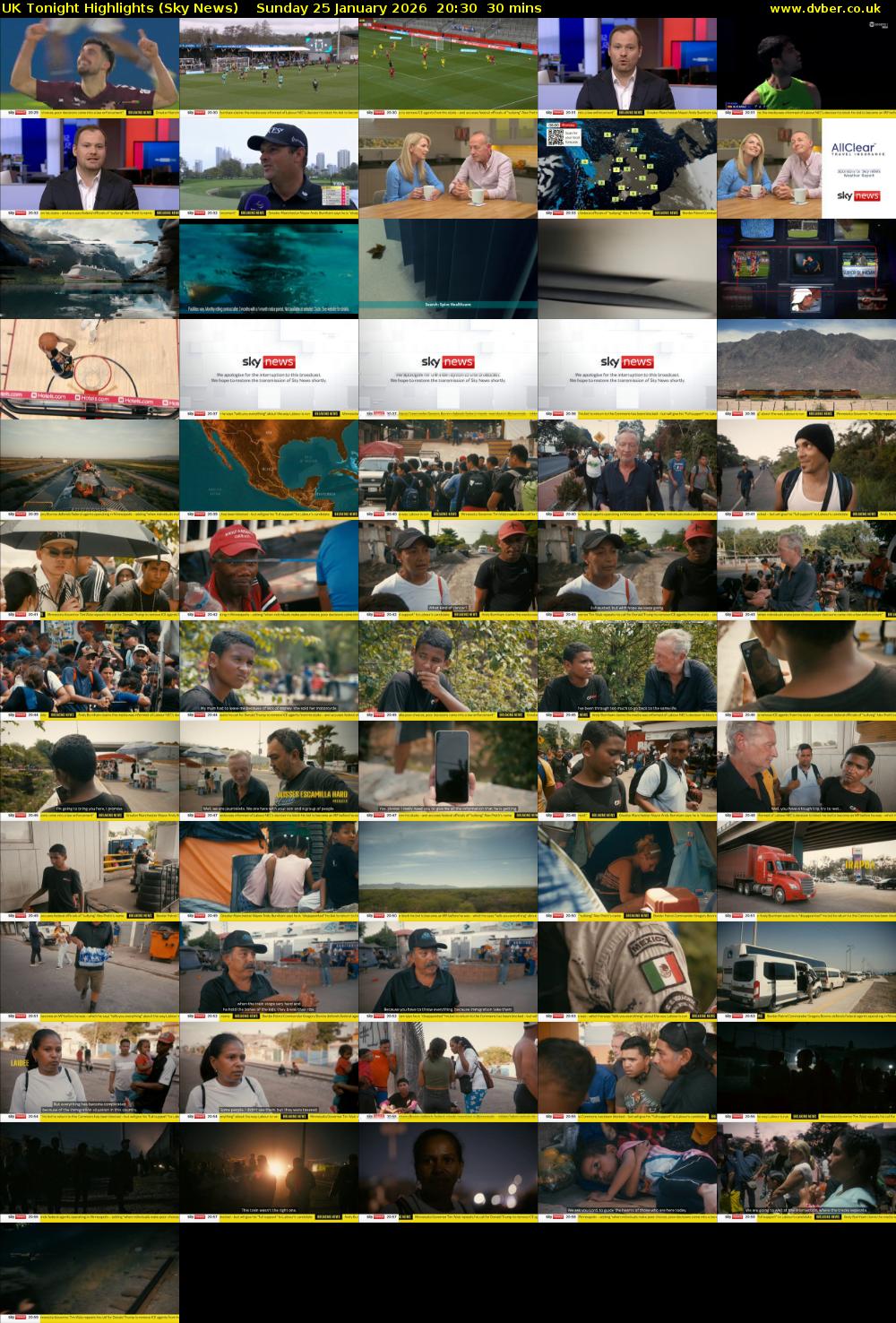 UK Tonight Highlights (Sky News) Sunday 25 January 2026 20:30 - 21:00