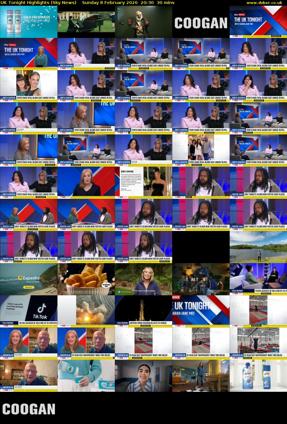 UK Tonight Highlights (Sky News) Sunday 8 February 2026 20:30 - 21:00