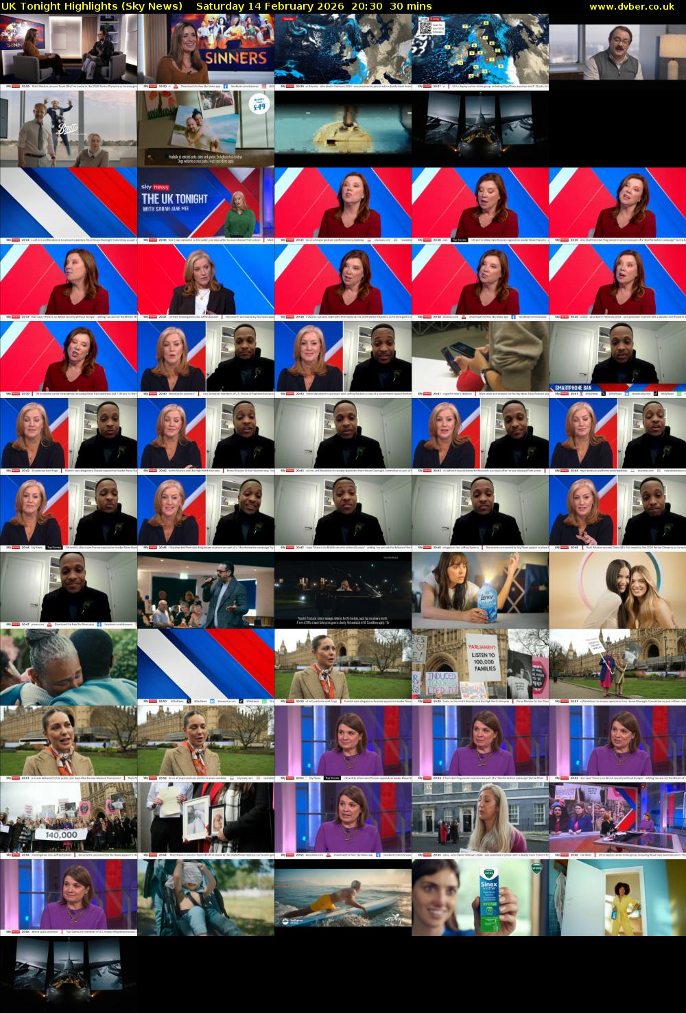 UK Tonight Highlights (Sky News) Saturday 14 February 2026 20:30 - 21:00
