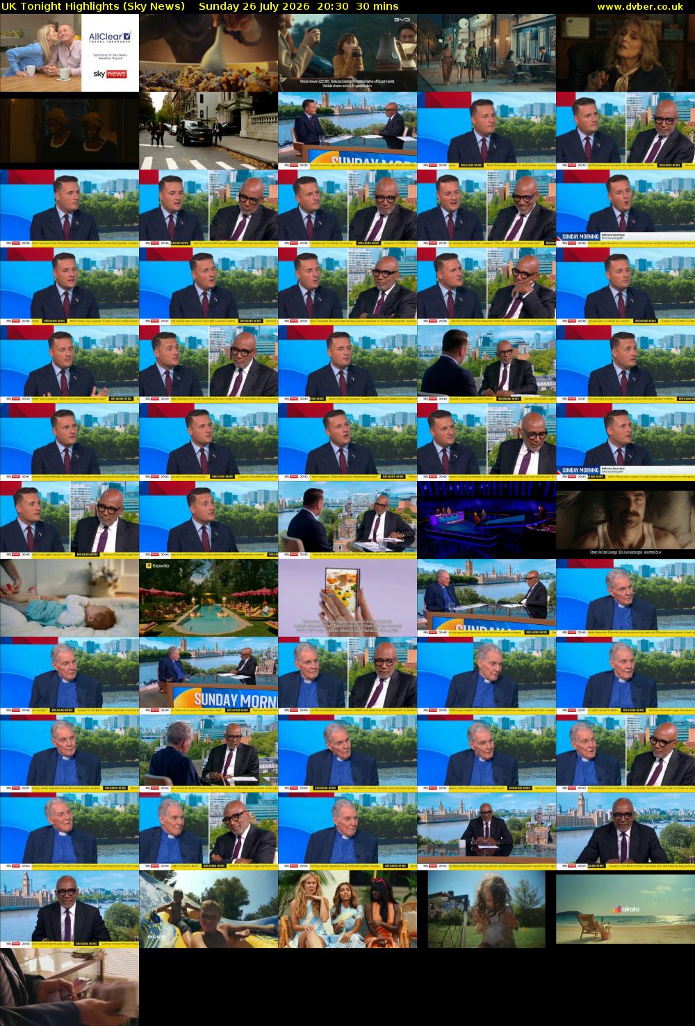UK Tonight Highlights (Sky News) Sunday 26 July 2026 20:30 - 21:00