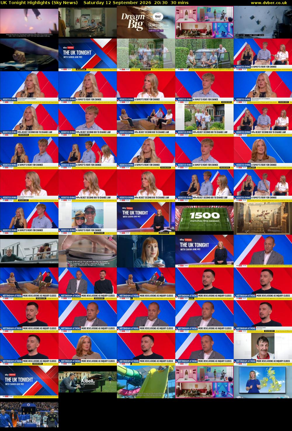 UK Tonight Highlights (Sky News) Saturday 12 September 2026 20:30 - 21:00