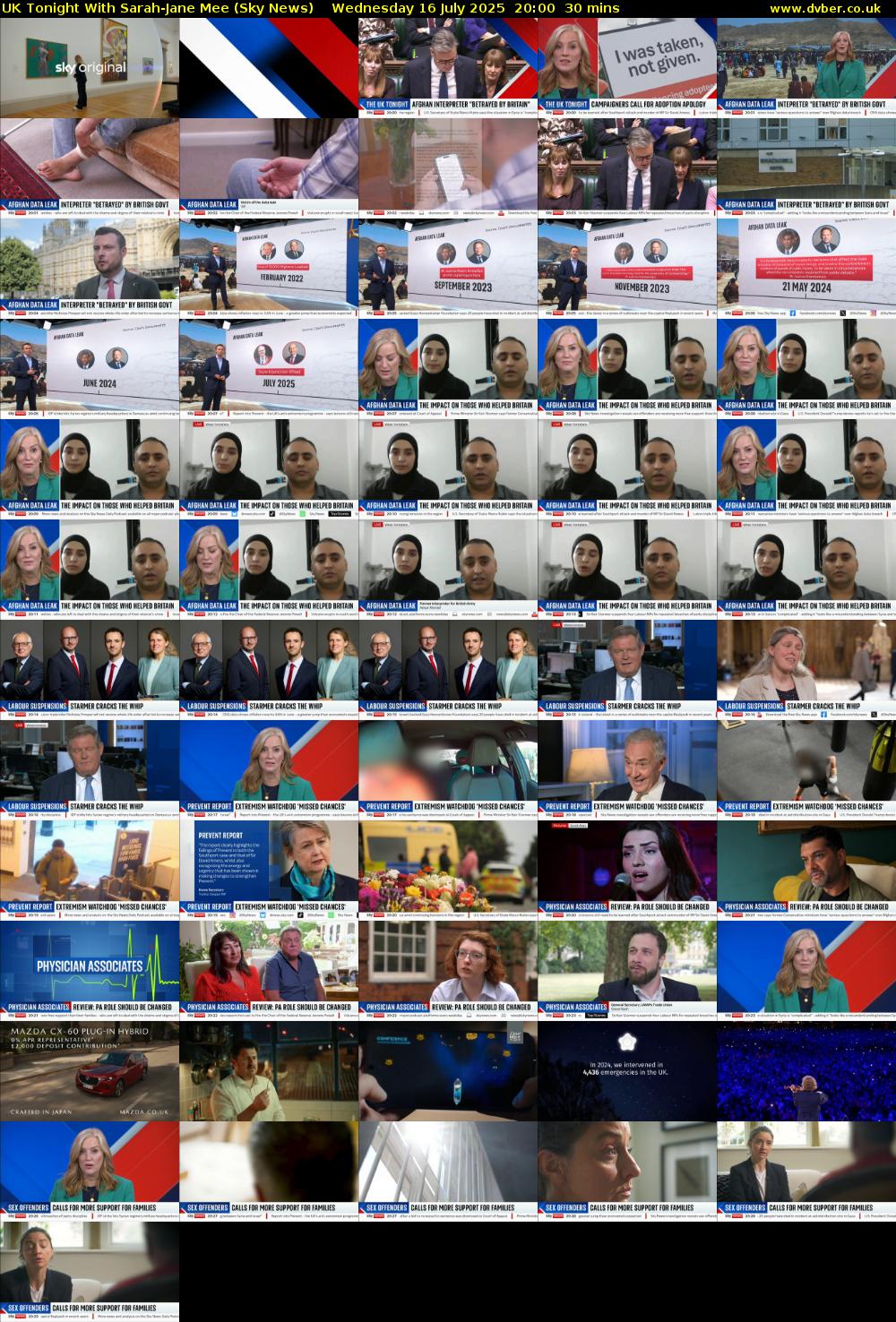 UK Tonight With Sarah-Jane Mee (Sky News) Wednesday 16 July 2025 20:00 - 20:30