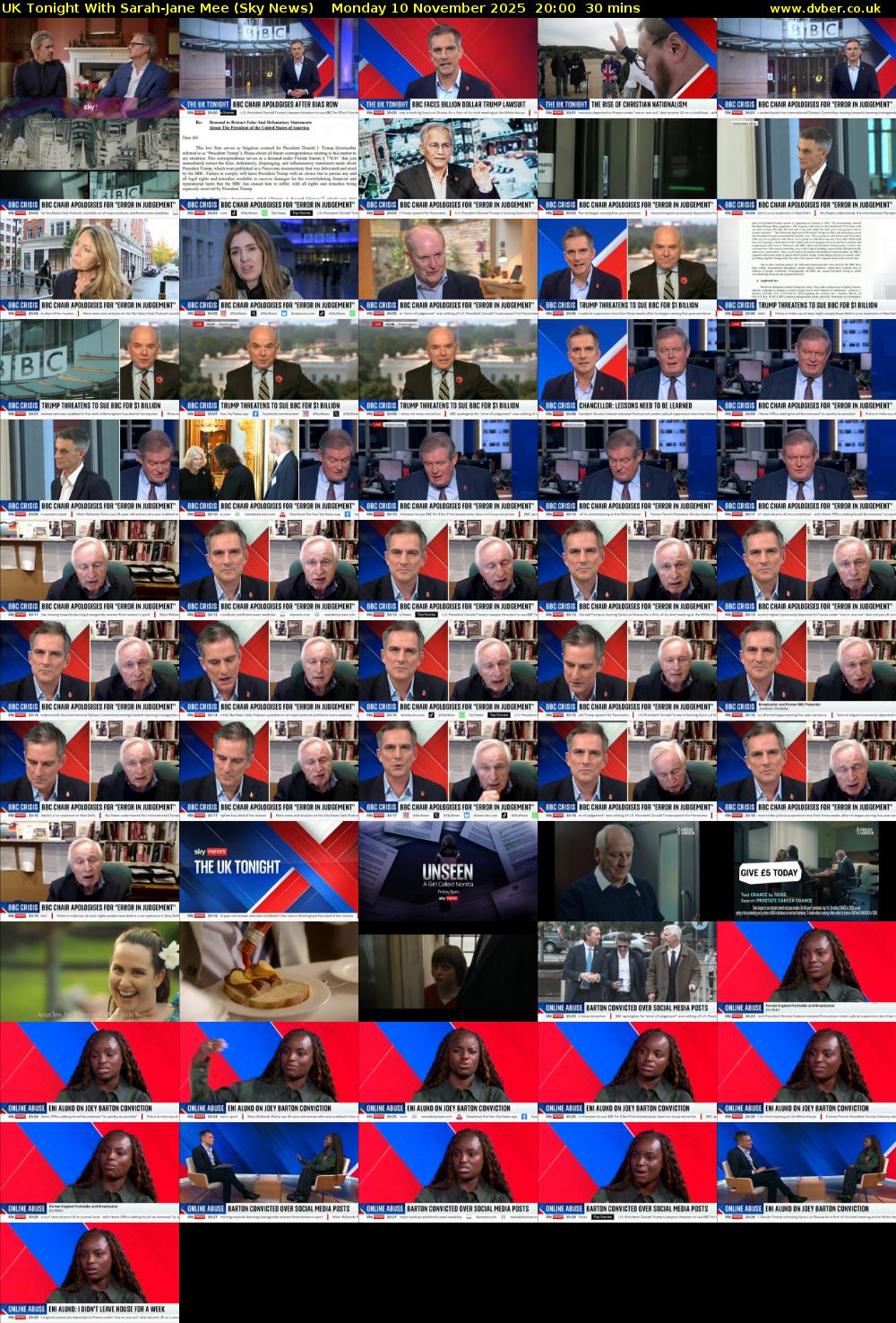 UK Tonight With Sarah-Jane Mee (Sky News) Monday 10 November 2025 20:00 - 20:30