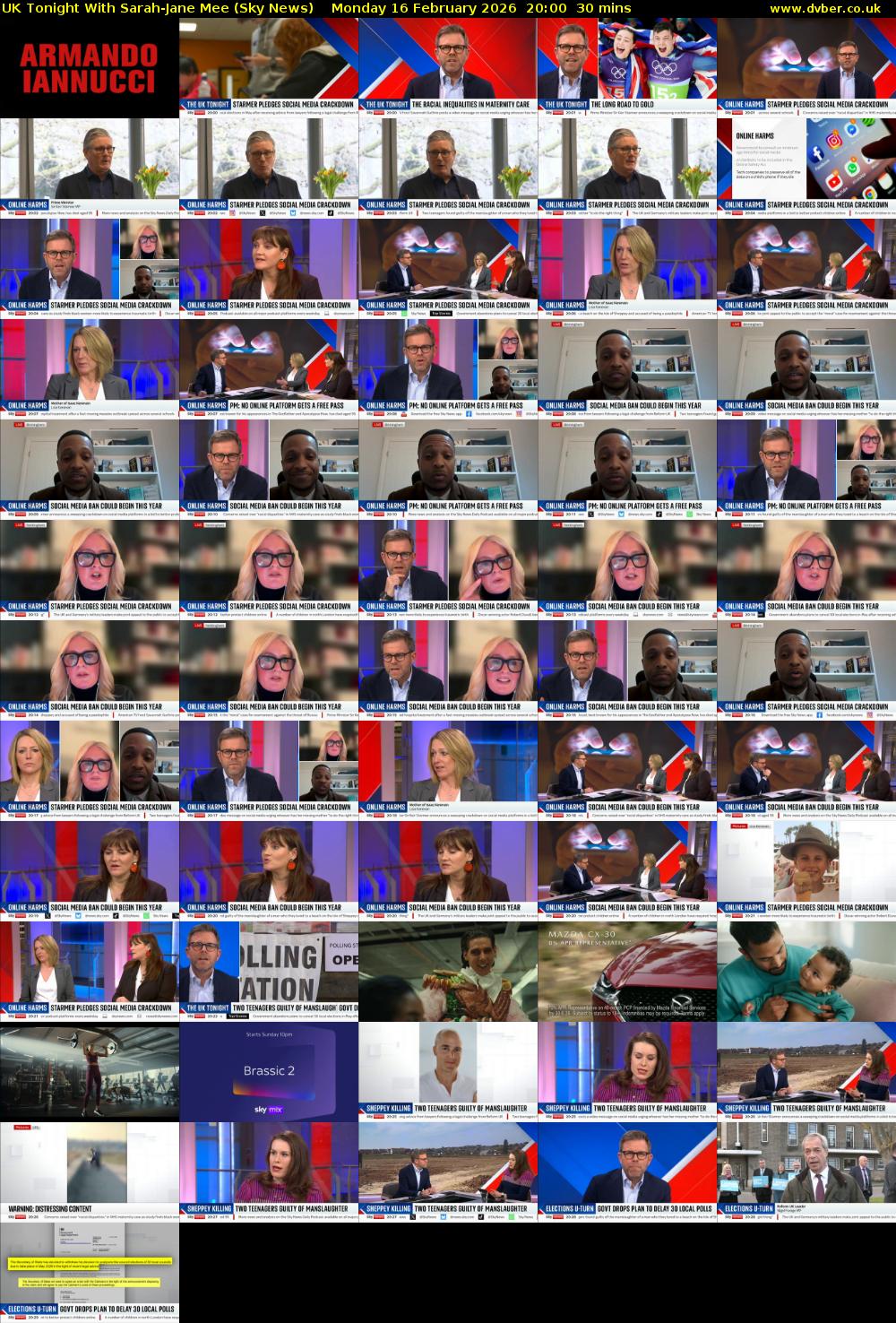 UK Tonight With Sarah-Jane Mee (Sky News) Monday 16 February 2026 20:00 - 20:30