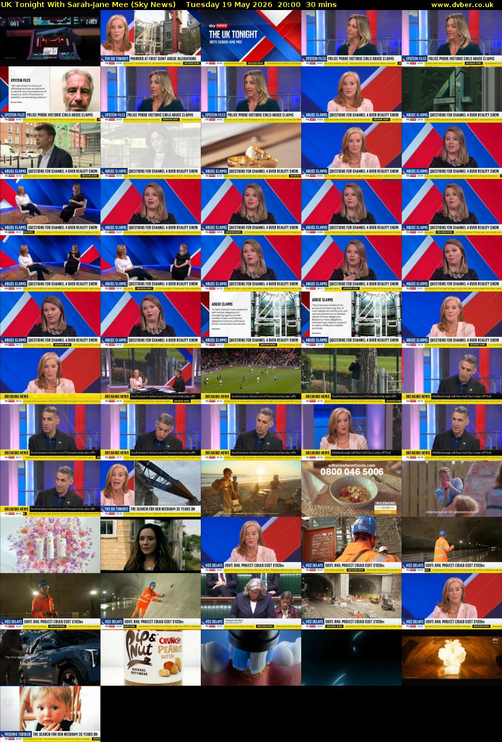 UK Tonight With Sarah-Jane Mee (Sky News) Tuesday 19 May 2026 20:00 - 20:30